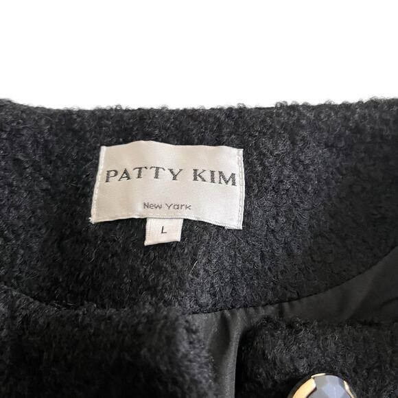 Patty Kim Black Wool Blend Tweed 3/4 Bell Sleeve Button Front Jacket Size Large - Picture 5 of 12